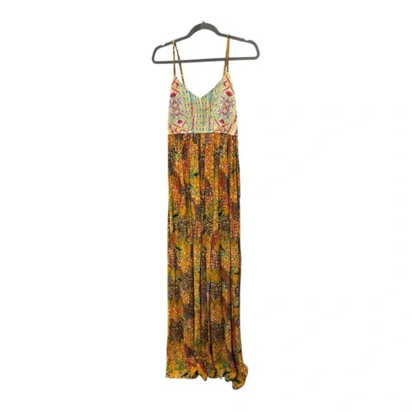 Raga × Anthropologie Parkland Maxi Boho Embroidered Maxi Dress Size XS PTP 16” - Picture 3 of 8